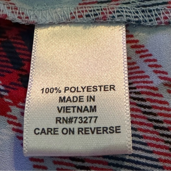 Elle S Small Shirt Top Blue Red Plaid Long Sleeve V Neck Button Up Womens - Picture 6 of 7